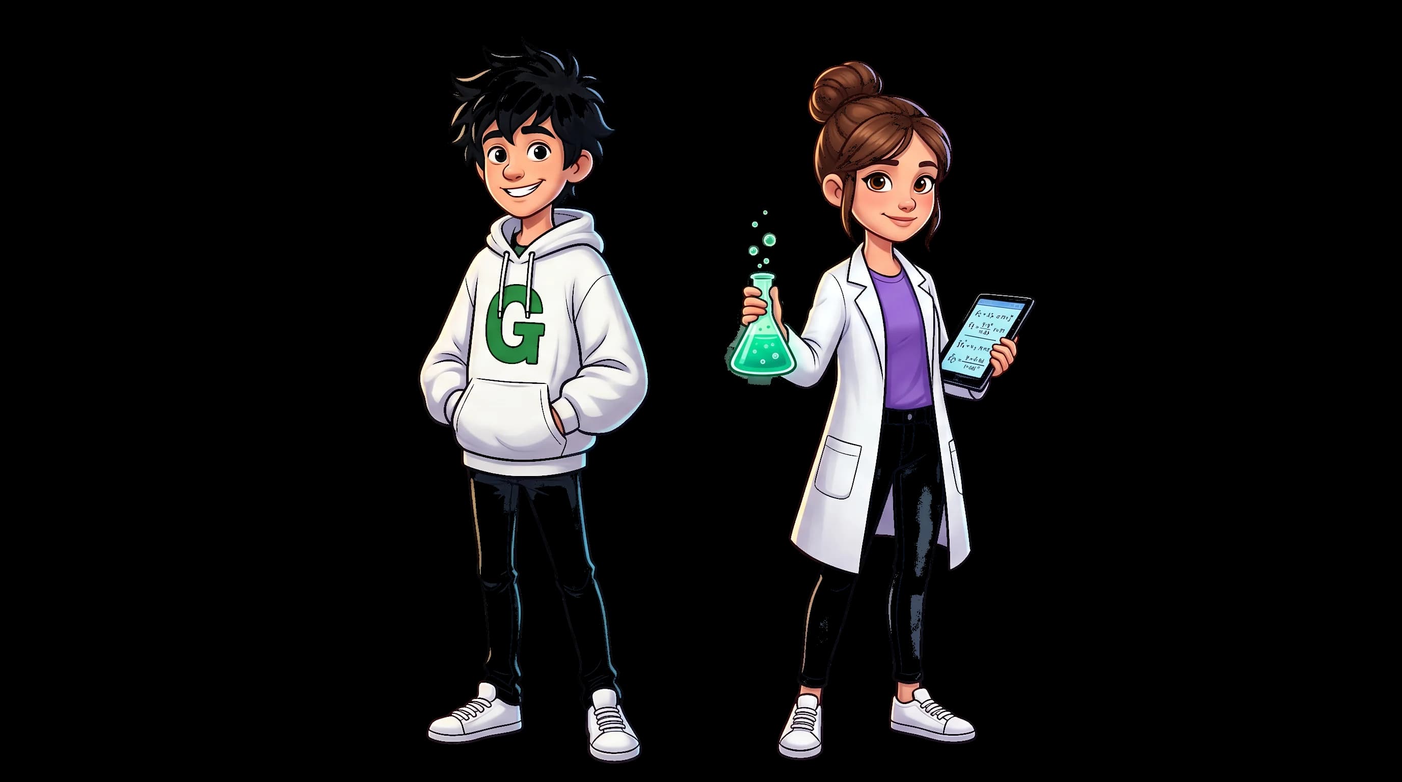 Lucas et Nova, mascottes GeekTonCours